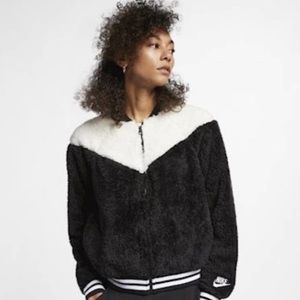 Nike Sportswear Sherpa Bomber Jacket in Black/White